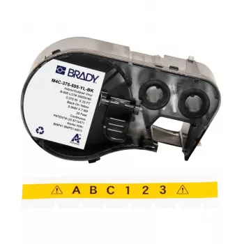 Brady M4C-375-595-YL-BK Self-Laminating Vinyl Label for BMP41/BMP51/BMP53/M511 Printers, White/Translucent, 25.4mm x 50.8mm, 6.4m Roll