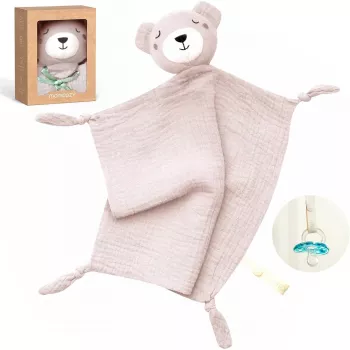Momcozy pamučni medo plišana igračka za bebe, ružičasta
