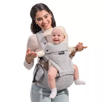 Momcozy Air Mesh nosiljka za bebe s pojasom za kuk, siva