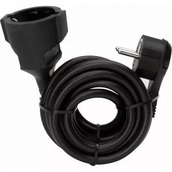 KOPP 143705086 produžni kabel, ravni utikač sa zaštitnim kontaktom na utičnicu sa zaštitnim kontaktom, 5 m, crni