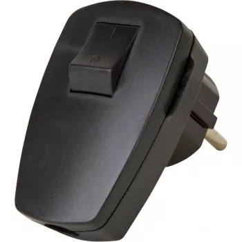 Kopp plastični sigurnosni utikač s prekidačem na klackalicu, crni, 16 A, 250 V, 3 x 1,5 mm²