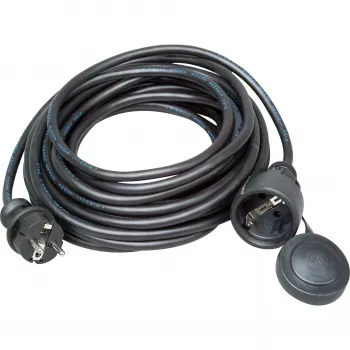 Kopp gumeni sigurnosni produžni kabel, zaštitni utikač/spojnica, 10 m, H05RR-F 3G1.5, IP44, crni (147310042)