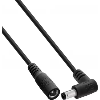 InLine® DC produžni kabel, kutni utikač, 5,5 x 2,5 mm, crni, 5 m