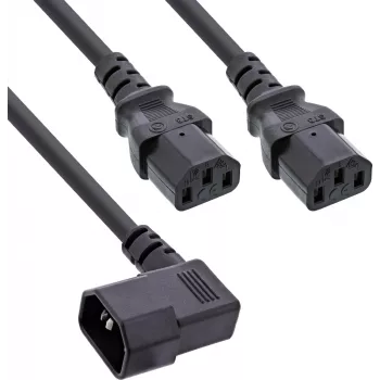 InLine® Y kabel napajanja, IEC uređaji, 1x IEC-C14 kutni na 2x IEC-C13, 1,8 m