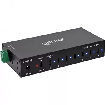 DELOCK InLine® USB 3.2 Gen.1 industrijski hub, USB-C, 7 portova, s napajanjem