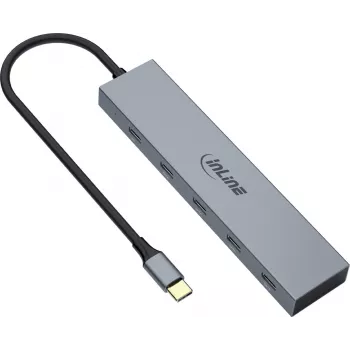 InLine USB-C hub, 4x USB-C + Power Delivery 100 W, USB 3.2 Gen 2, sivi