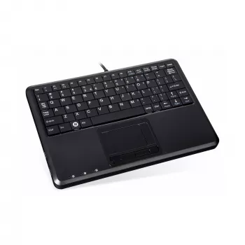 Perixx PERIBOARD-510 H PLUS UK mini USB tipkovnica s touchpadom i 2-Port USB hubom, crna