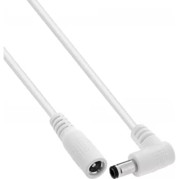 InLine® DC produžni kabel, kutni utikač, 5,5 x 2,5 mm, bijeli, 5 m