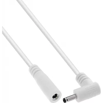 InLine® DC produžni kabel, kutni utikač, 3,5 x 1,35 mm, bijeli, 1 m