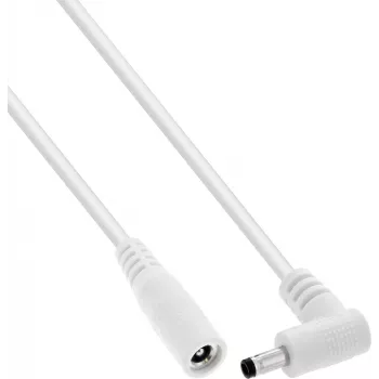 InLine® DC produžni kabel, kutni utikač, 4,0 x 1,7 mm, bijeli, 2 m
