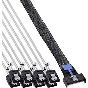 InLine® MCIO x8 razvodni kabel na 8x SATA, 1 m