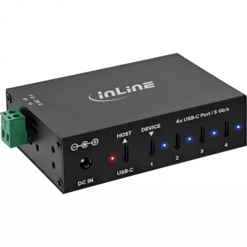 DELOCK InLine® USB 3.2 Gen.1 industrijski hub, USB-C, 4 porta, s napajanjem