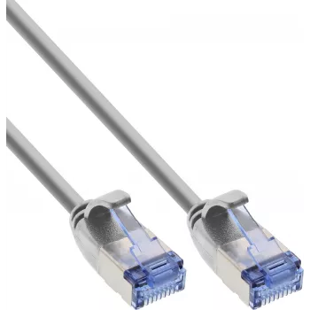 InLine® Slim patch kabel, U/FTP PiMf, Cat.6A, sivi, 2 m