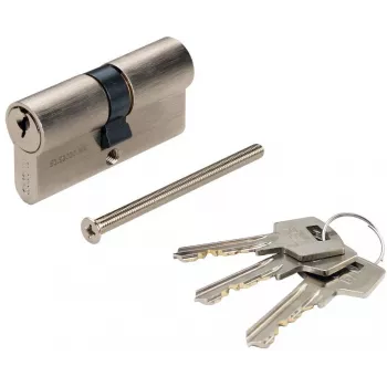 PSG 63.63030.MN Euro Profile Double Cylinder Lock, Solid Brass, Satin Nickel, 30/30 mm, 3 Keys