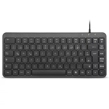Perixx PERIBOARD-414 B DE žična mini USB tipkovnica, tihe tipke, njemački raspored, crna