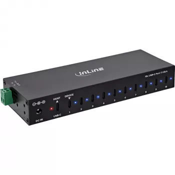 DELOCK InLine® USB 3.2 Gen.1 industrijski hub, USB-C, 10 portova, s napajanjem