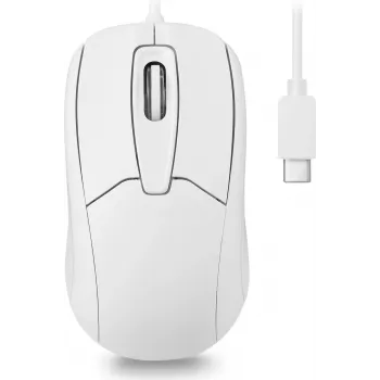 Perixx PERIMICE-209 C W žični USB-C optički miš, 1000 DPI, 3 tipke, kotačić za pomicanje, obostrani, bijeli