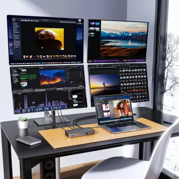 ORICO DKA22-V1-EU-BK-EP USB-C 10Gbps DisplayLink Docking Station with 4x 4K@60Hz Displays and 60W Power Delivery