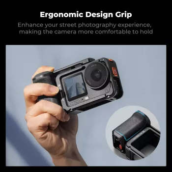 KF kavezni nosač kamere s ručkom za DJI Osmo Action 6 / Action 5 / Action 4 / Action 3, aluminijska legura, crni, KF12.0036