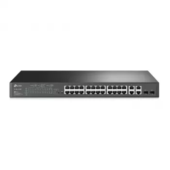 TP-LINK Omada TL-SL2428P V6.6 - preklopnik - L3 - upravljani - 24 x 10/100 + 2 x kombinirani Gigabit SFP - za montažu u rack - PoE+ (250 W) otvoreno