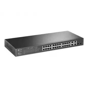 TP-LINK Omada TL-SL2428P V6.6 - preklopnik - L3 - upravljani - 24 x 10/100 + 2 x kombinirani Gigabit SFP - za montažu u rack - PoE+ (250 W) otvoreno