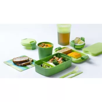 CURVER Lunch&Go pravokutna posuda za hranu s priborom 1,4L zelena
