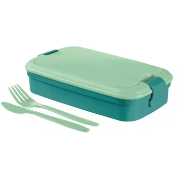 CURVER Lunch&Go pravokutna zdjela za hranu s ugrađenim priborom, 1,4L, plava