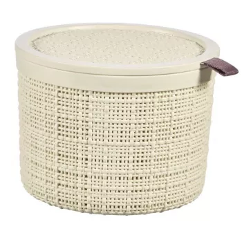 CURVER Jute okrugla košara za odlaganje s poklopcem, 2L, krem, 17x13 cm