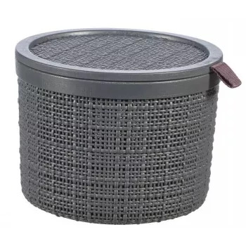 CURVER košara s poklopcem Jute okrugla 2L Ø17x13cm, tamnosiva