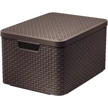 CURVER Style L kutija za odlaganje s poklopcem, 43,6 x 32,6 x 23 cm, tamnosmeđa, 32,67 L, sklopiva, slagaljiva, tekstilne ručke
