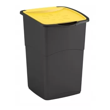 Curver Koral kanta za smeće 47L crna/žuta s njihajućim poklopcem