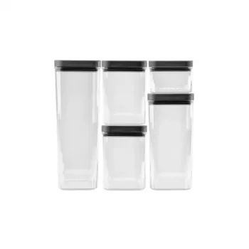 CURVER Kara set posuda za suhe namirnice 0,5L + 2x1,2L + 1,8L + 2,4L proziran/tamnosiv hermetički slagaljivo bez BPA