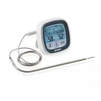 LEIFHEIT Digital Thermometer for Frying and Grilling with Stainless Steel Probe, Timer, and Preset Meat Programs