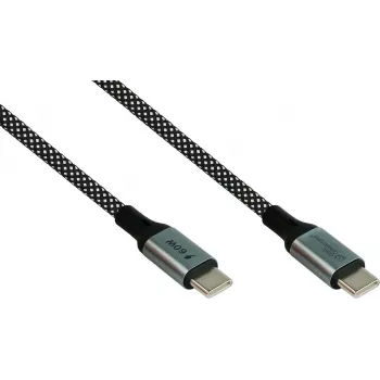 GoodConnections magnetski USB 2.0 spiralni kabel 60W USB-C na USB-C, crno/bijeli, 1m 2060-MT010SW