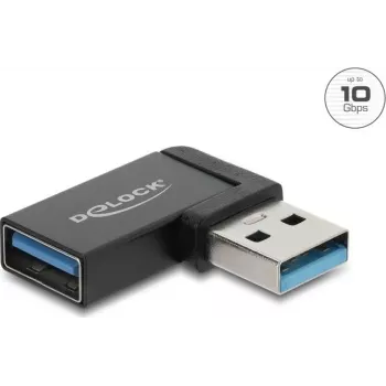 Delock USB 10 Gbps Type-A utikač na utičnicu adapter, lijevo zakrenut
