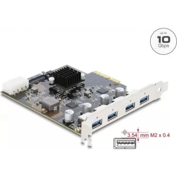 Delock PCI Express x4 kartica na 4 x USB 10 Gbps USB Type-A dual channel