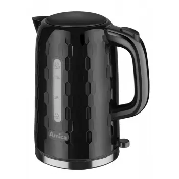 AMICA Kettle KM3010 1.7L Black – 2200W Stainless Steel Cordless Kettle with Concealed Element, 360° Base, Auto Shut-Off & Boil-Dry Protection