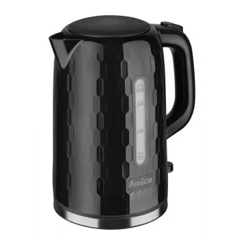 AMICA Kettle KM3010 1.7L Black – 2200W Stainless Steel Cordless Kettle with Concealed Element, 360° Base, Auto Shut-Off & Boil-Dry Protection
