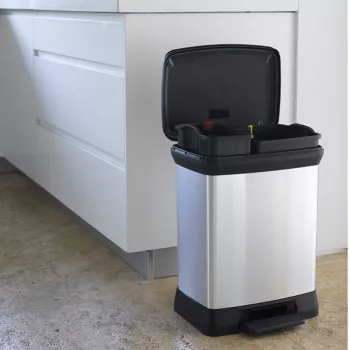 CURVER Metallic kantica za smeće s pedalom Deco Bin Duo 10+18L srebrna