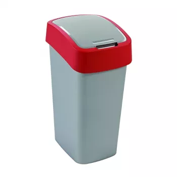 CURVER Flip Bin 45L kantica za smeće srebrna/crvena s poklopcem na njihanje