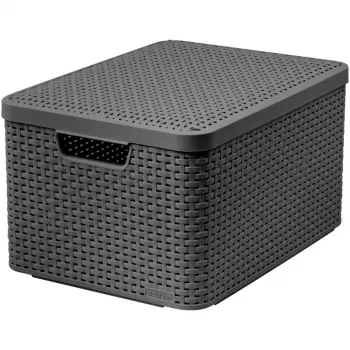 CURVER Style L Storage Box with Lid, 43.6 x 32.6 x 23 cm, 23L, Dark Grey