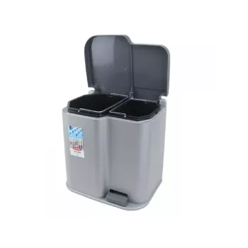 CURVER Duo 15+7L srebrna/tamnosiva kanta za smeće s pedalom