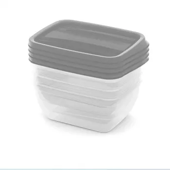 CURVER Vedo set pravokutnih zdjela za hranu za kućne ljubimce, 4 x 0,75L, prozirno siva