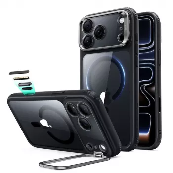 ESR Classic Hybrid Kickstand MagSafe futrola za iPhone 17 Pro Max / 18 Pro Max, prozirna/crna