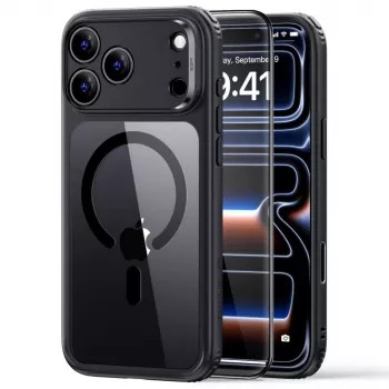 ESR Classic Hybrid MagSafe i kaljeno staklo futrola za iPhone 17 Pro / 18 Pro prozirna/crna