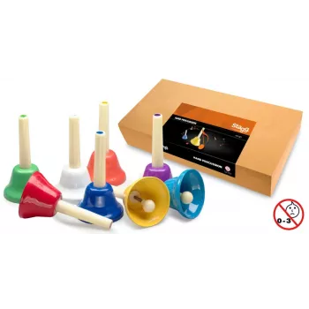 Stagg SHBSET 8-Note Diatonic Handbell Set with Colour-Coded Bells and Carrying Case