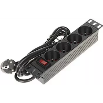 DELTA PD-4/R10 produžni kabel s 4 utičnice i 10m kabelom, crni
