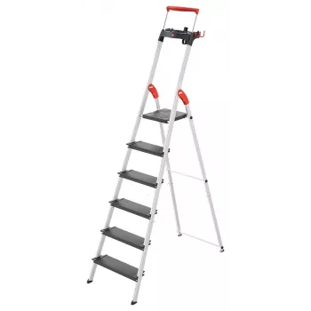 Hailo L100 TopLine 8050-607 aluminijske kućne ljestve, 6 stepenica, s višenamjenskom policom