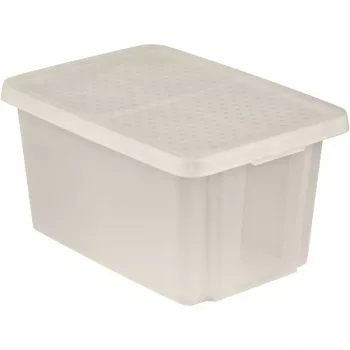 CURVER Essentials 45L Transparent Storage Box with Lid, 57 x 40 x 30 cm, Stackable, Food Safe