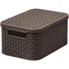 CURVER Style S Storage Box with Lid, 29.1 x 19.8 x 14.2 cm, Dark Brown, 8.18 L, Collapsible, Metal Eyelet Handle